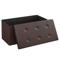 N1614  SONGMICS Storage Ottoman Bench, 30", Brown