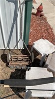 Vintage push mower, three outdoor stackable side