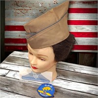 Khaki Paratrooper Airborne Garrison Hat & Patches