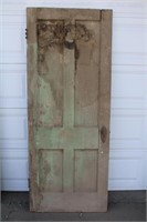 Antique Wood Door with Cross & Hardware No 4