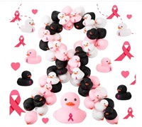 100 Pcs Ribbon Rubber Duck Cancer Awareness