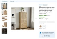 N1650  Homfa Storage Cabinet Rattan Doors & Drawer