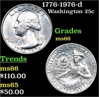 1776-1976-d Washington Quarter 25c Grades GEM+ Unc