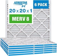 Aerostar 20x20x1 MERV 8 Air Filter  6 Pack