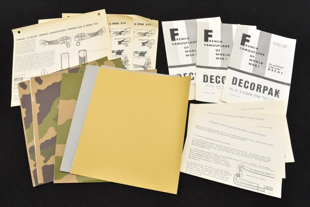 (6) 1961 LAWLOR WWI French Camouflage Decal Sheets