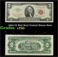 1963 $2 Red Seal United States Note Grades vf++