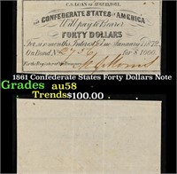 1861 Confederate States Forty Dollars Note Grades