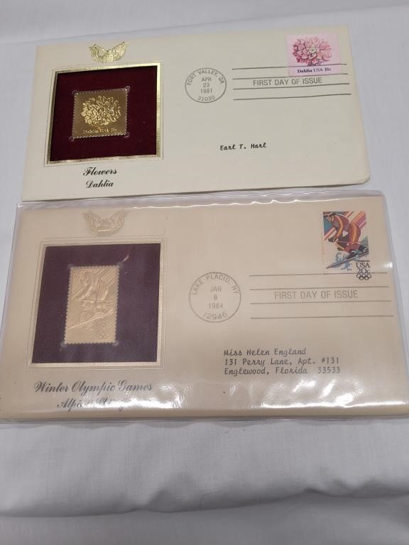 Two Gold Commemorative Stamps