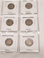 Six Buffalo Nickels