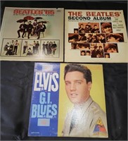Beatles & Elvis 33RPM Vinyl Records