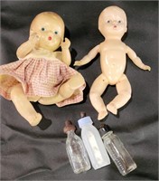 VTG Composite & Plastic Baby Dolls w/ Bottles