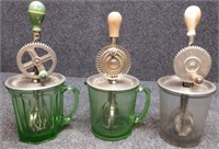 (3) Vintage Glass Beater Jars - Vaseline & Clear