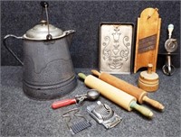 Rolling Pin, Butter Press, Coffee Pot & More