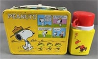 Vtg Peanuts Thermos Metal Lunch Box w/ Thermos