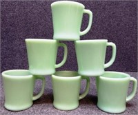 (6) Fire King Jadeite Green Coffee Cups / Mugs