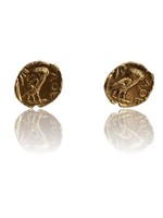 Jan Leslie Gold Antique Greecian Coin Cufflinks