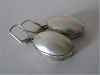 VINTAGE STERLING MOTHER OF PEARL EARRINGS