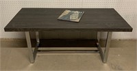 Chrome Coffee Table with Barnwood Top w/Book