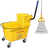 Commercial Mop Bucket With Side Press Wringer On