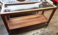 Beveled Glass-Top Sofa Shelf / Table