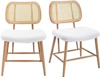 Onevog Cane Back Dining Chairs Set Of 2, Cream