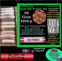 THIS AUCTION ONLY! BU Shotgun Lincoln 1c roll, 197