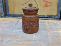 Vintage Hand Carved Wooden Container Jar