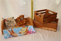 Wood Doll Bed and Crates