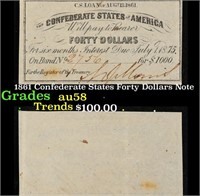 1861 Confederate States Forty Dollars Note Grades