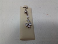 Women's Silver Crystal Drop Belly Button Ring