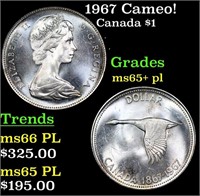 1967 Canada Dollar Cameo! 1 Grades GEM+ PL