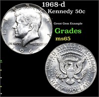 1968-d Kennedy Half Dollar 50c Grades GEM Unc