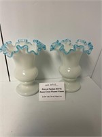 Pair of Fenton Aqua Crest Vases