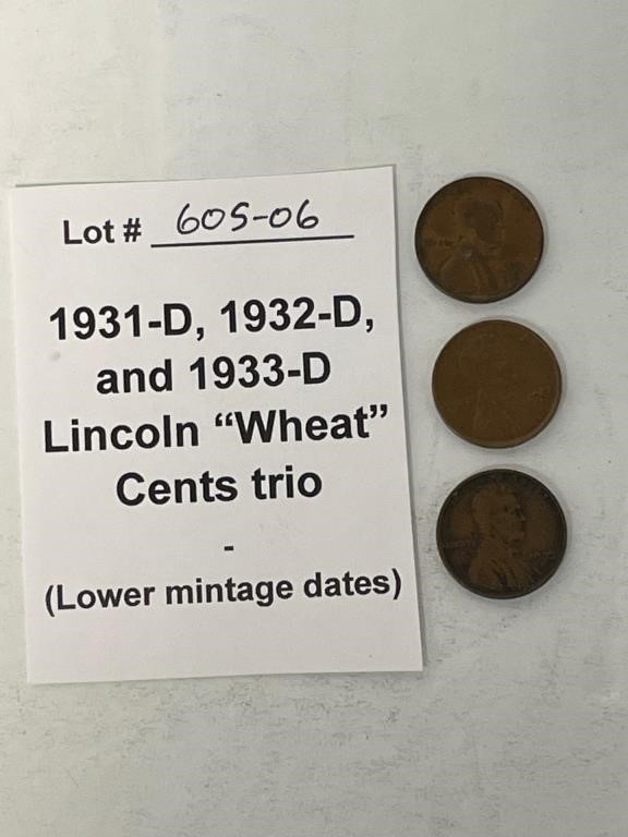 1931-D, 1932-D, 1933-D Lincoln Wheat Cents