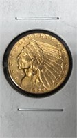 1929 US 2 1/2 Dollar Gold Coin Last Year Of Indian