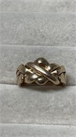 14k Gold Size 5.75" Puzzle Ring Unmarked But Verif