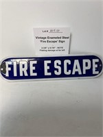 Vintage Enameled 'Fire Escape' Sign 9.75" long