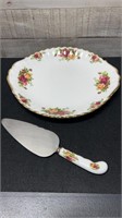Royal Albert Old Country Roses Cake Plate With Ser