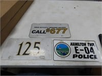 (3)license plate signs. Police.