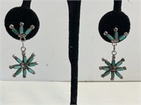 Sterling & Turquoise Zuni Earrings 7.1gr TW