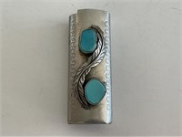 Nickel Silver & Turquoise "ESCO" Lighter Sleeve