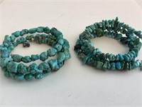 2-Turquoise Spring Wrap Chokers/Bracelets 57gr T