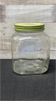 Antique General Store Jar With Green Lid 8" Tall