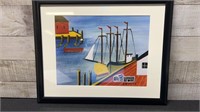 Maud Lewis Print Boats At Warf Overall Frame Size