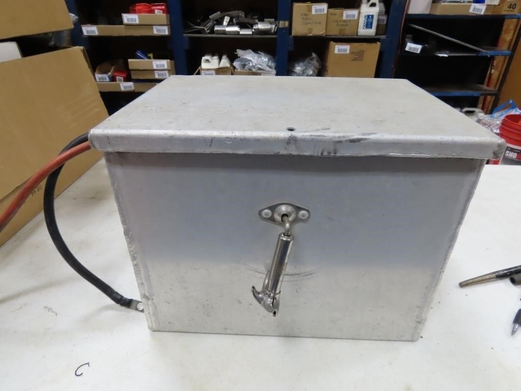 Aluminum battery box.