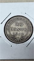 1912 Newfoundland 20 Cent Silver Coin