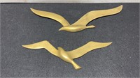 2 Solid Brass Wall Art Birds Larger One Is 16"