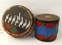 Two Vintage hide Stretched Drums