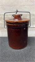 Antique Crockery Jam Pot With Wire Closure 5.5" Ta