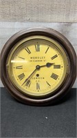 Vintage Wood & Brass Porthole Style Clock No Key U